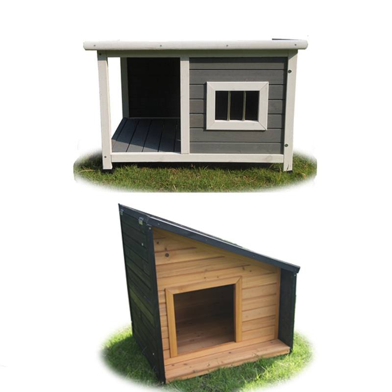 Small Wooden Pet Dog Kennel Timber Cabin Animal House Wood Log Box