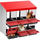 Chicken Hen Coop Hutch 6 Hole Double Layer Outside Roll Away Lay Egg Nesting Box