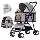 Pet Stroller Dog Cat Pram Travel Carrier Foldable Pushchair Outdoor D