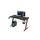 RGB Gaming Desk Computer Table RGB LED Light Z Shape 120cm Black