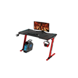 RGB Gaming Desk Computer Table RGB LED Light Z Shape 140cm Red