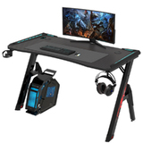 Gaming Desk Office Table Desktop PC Computer Racing Laptop RGB light 140cm Black