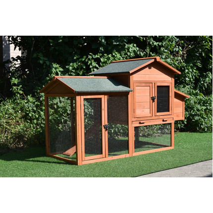 PawHub Extra Large Wooden Chicken Coop Rabbit Hutch Hatch Box With Run Red